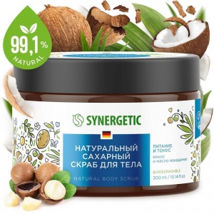 Скраб для тела Synergetic "Кокос и масло макадамии", 300мл (800006), 6шт.